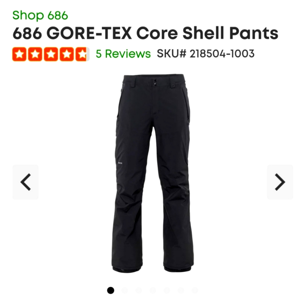 686 GORE-TEX Core Shell Pants - Men's Large Black